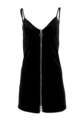 7 For All Mankind - Black Velvet Zippered-Front Bodycon Sz XS