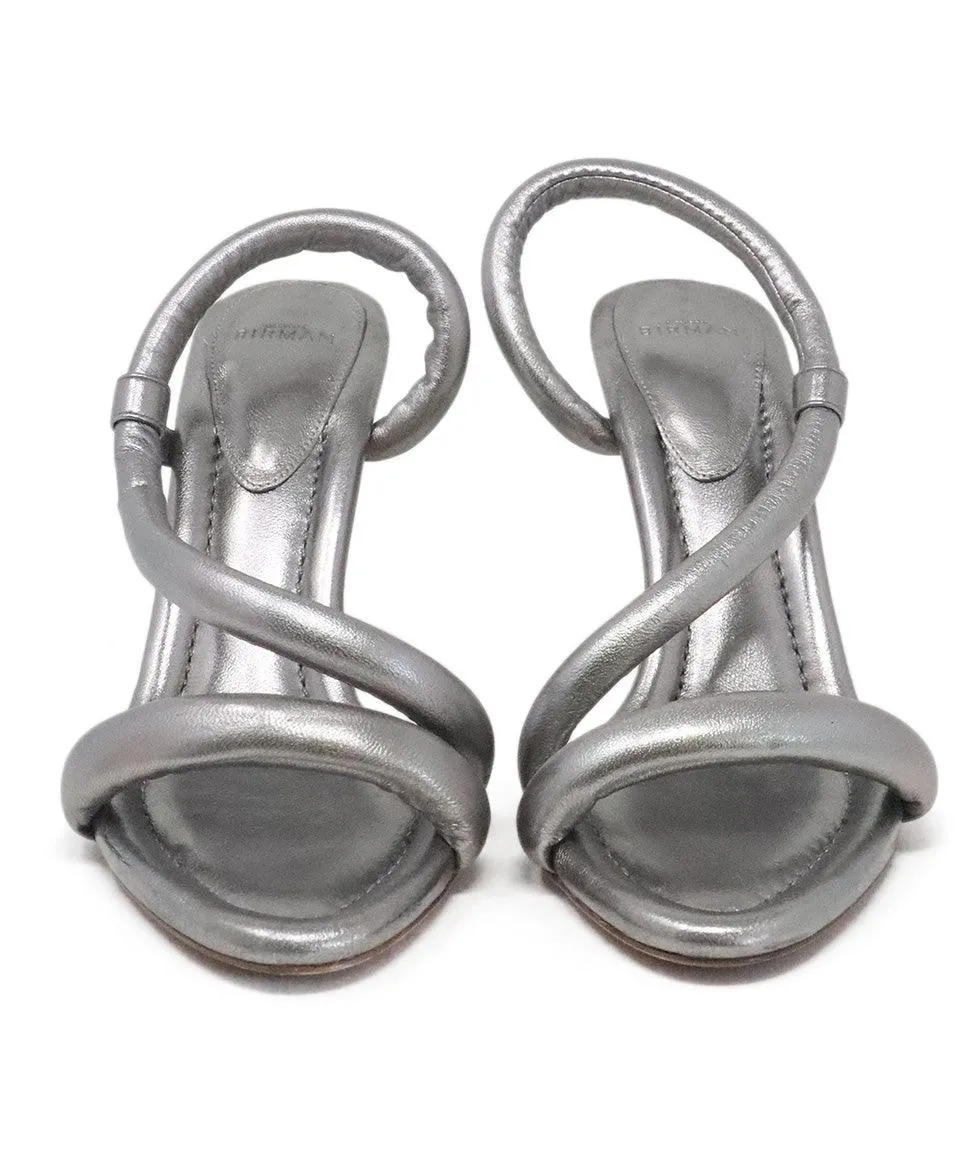 Alexandre Birman Silver Leather Heels sz 11