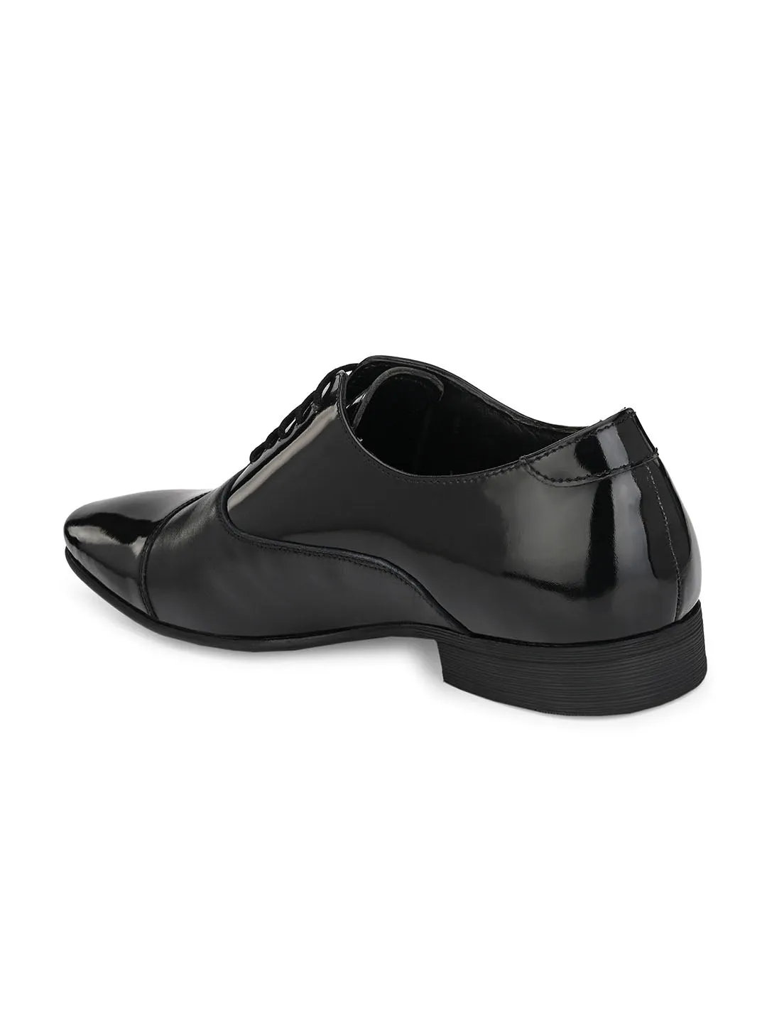 Hitz Men's Black Derby Formal Leather Shoes