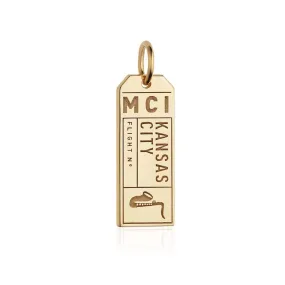 Kansas City Missouri USA MCI Luggage Tag Charm Gold