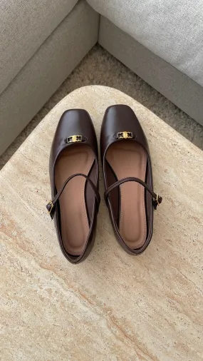 mari mary jane flats in chocolate