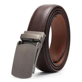 Men's Genuine Leather Adjustable Brown Business Belt