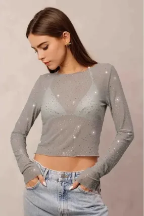 Tessa Embellished Mesh Top