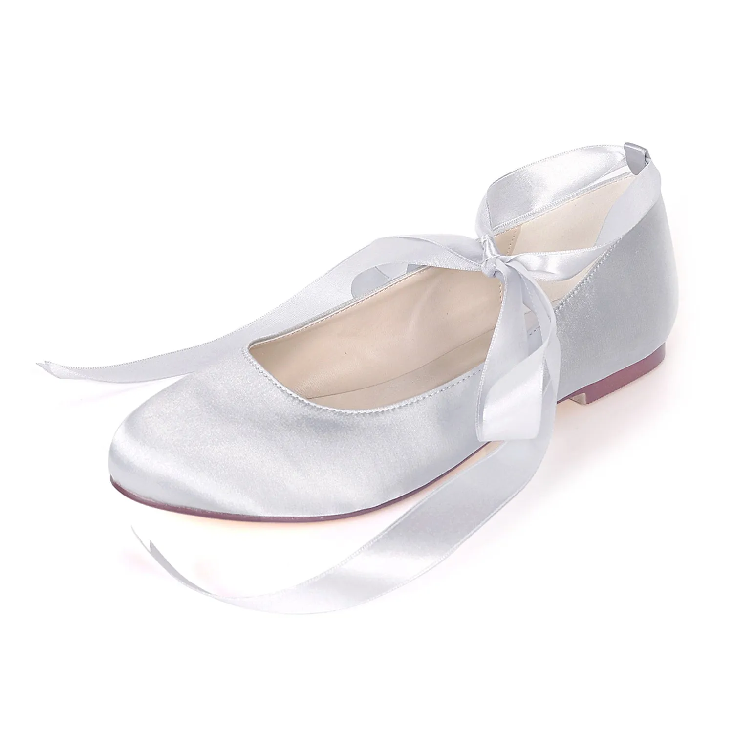 Women's Satin Flat Heel Flats With Lace-up Wedding Shoes Bridal Shoes