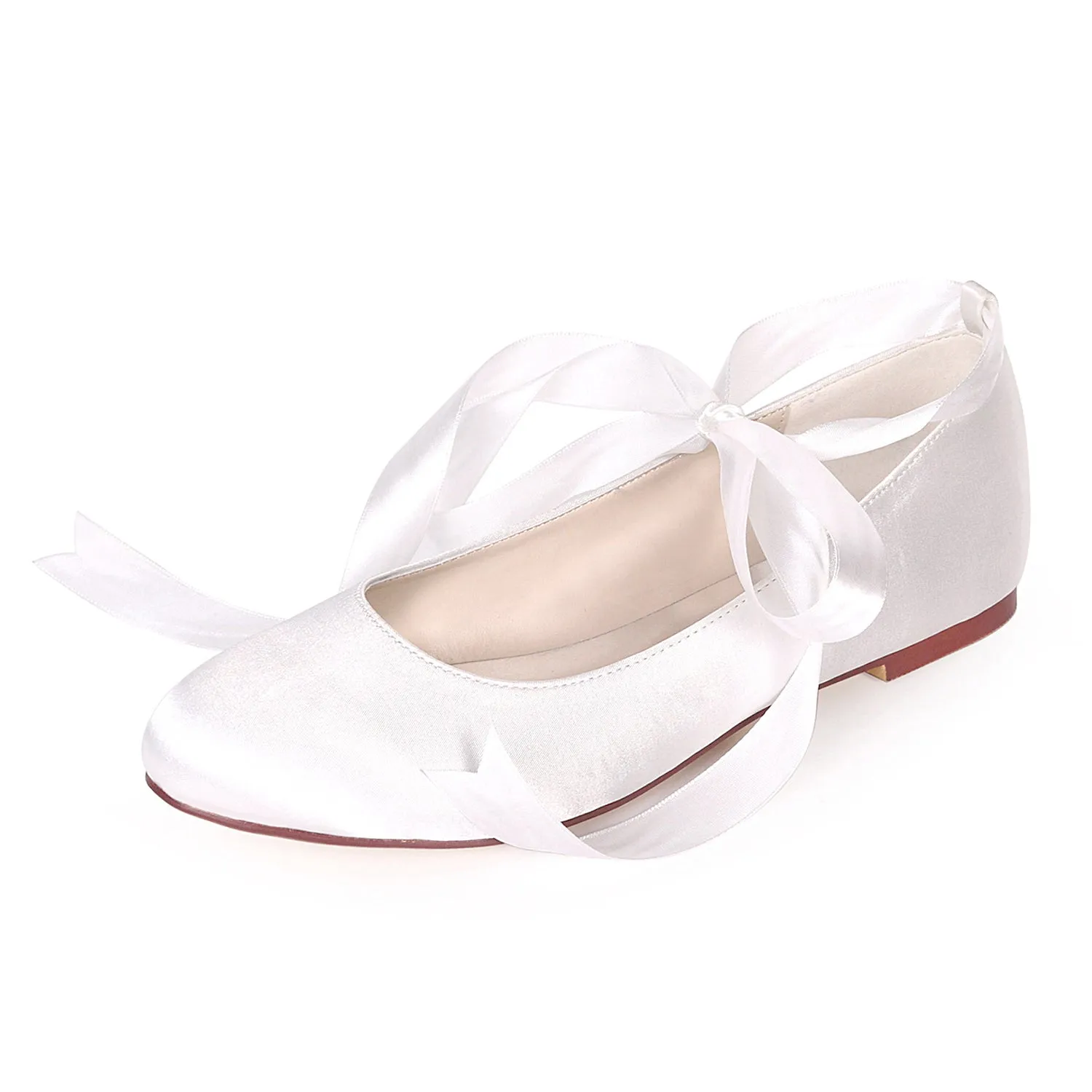 Women's Satin Flat Heel Flats With Lace-up Wedding Shoes Bridal Shoes